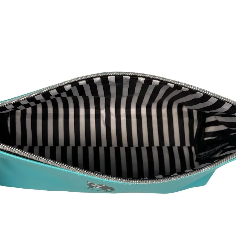 Marc Tetro French Bulldog Turquoise Blue Makeup Cosmetic Zippered Case Bag